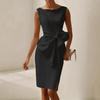 Vestidos Sexy Bowknot Ruffled Slim Party Dresses Woman Spring O Neck Elegant Commute Dress Summer Sleeveless Hollow Out Sundress