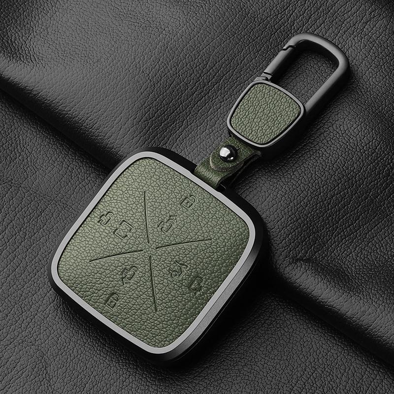 8 Button Aluminum Alloy Goatskin Car Key Case Cover For Zeekr X 001 009 2022 2023 Car Key Case Protect Fob