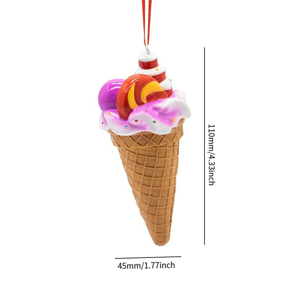Ice Cream Cone Ornament Decorative Photo Prop Dessert Decor Collectible Ice Cream Pendant for Holiday, Christmas, Xmas , Party,