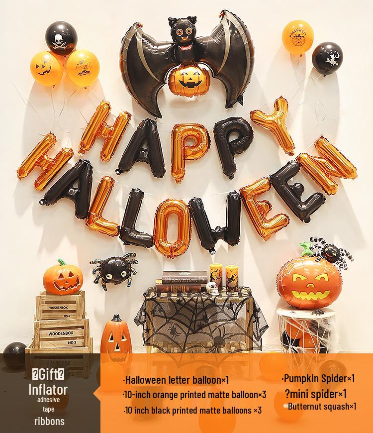 Halloween Theme Balloons and Pumpkin Lanterns for Indoor Decoration and Wall Scene Layout