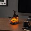 Halloween Themed Night Light Stained Glass Witch Hat Lamp, Handcrafted Retro Resin USB Powered Gothic Ambient Lighting Wizard Hats Light, Home