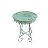 Round Side Table VintageStyle with Cutout Pattern Distressed Plant Stand for Patio, Balcony,