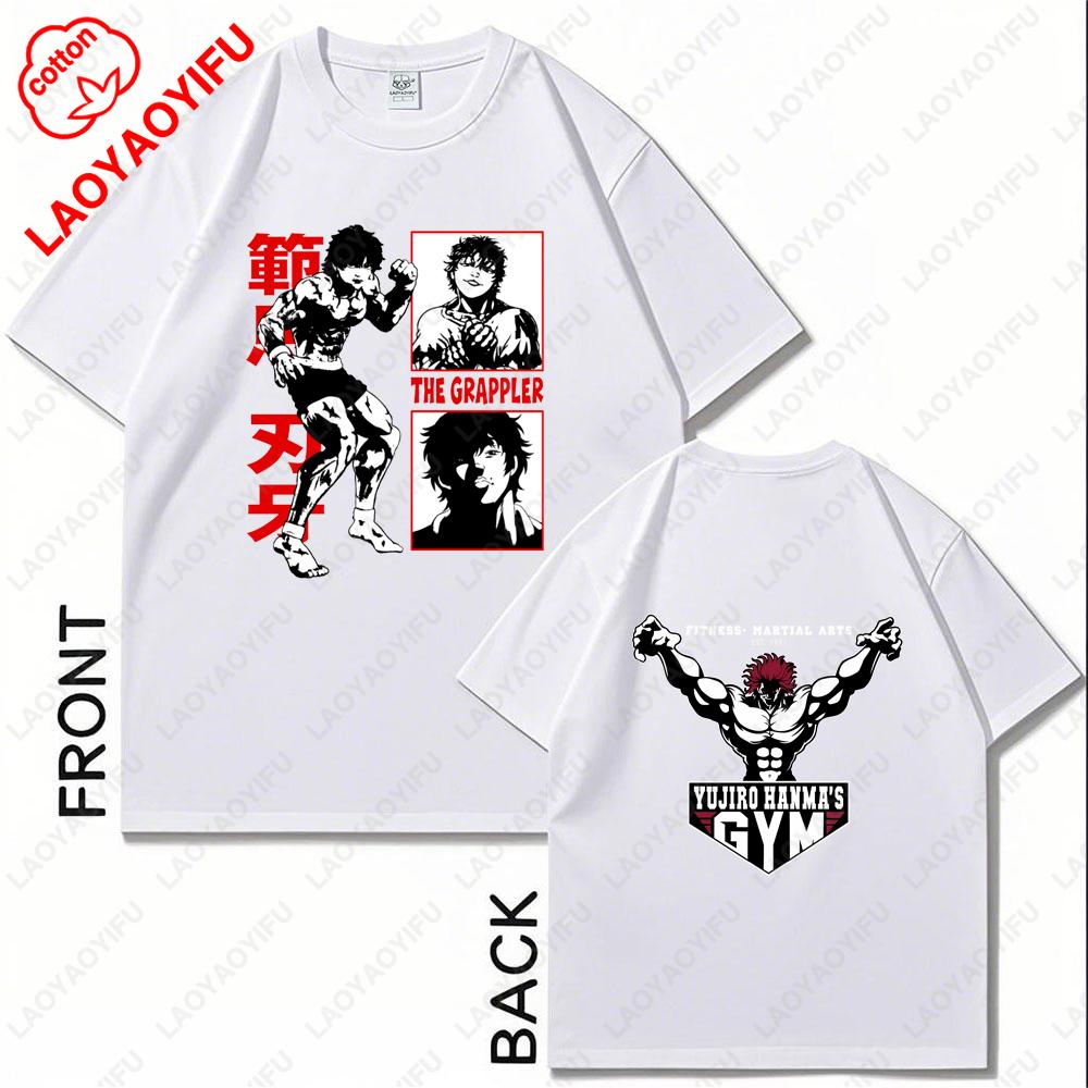 Japanese Anime Baki Hanma The Grappler Graphic Print T Shirt Casual Fashion Neck Harajuku T Shirt Women Men Cotton Shortsleev