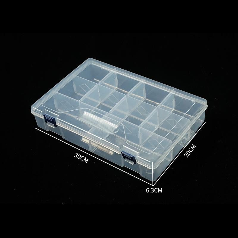 Large Double Buckle 10-Grids Square Modern Storage Box Transparent Multi-Functional Jewelry Organization PP Component Box