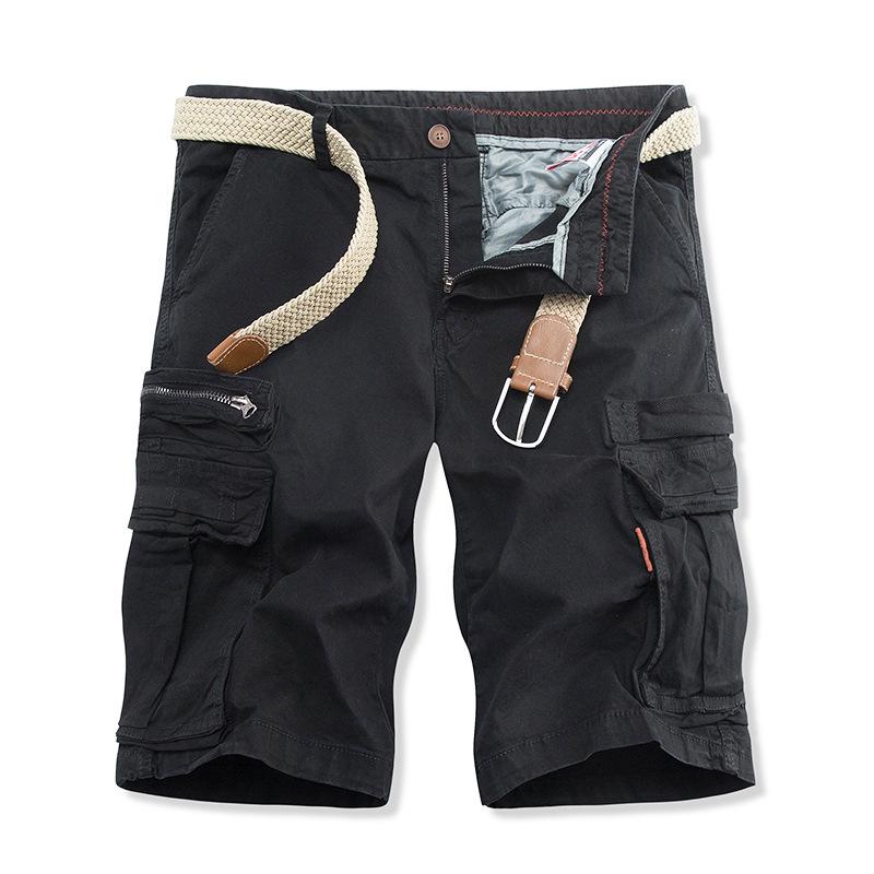 Pantaloni Scurți Cargo Bărbați Vară Largi Până la Genunchi Pantaloni Exterior Culoare Solidă Buzunare Multiple Pantaloni Scurți Casual