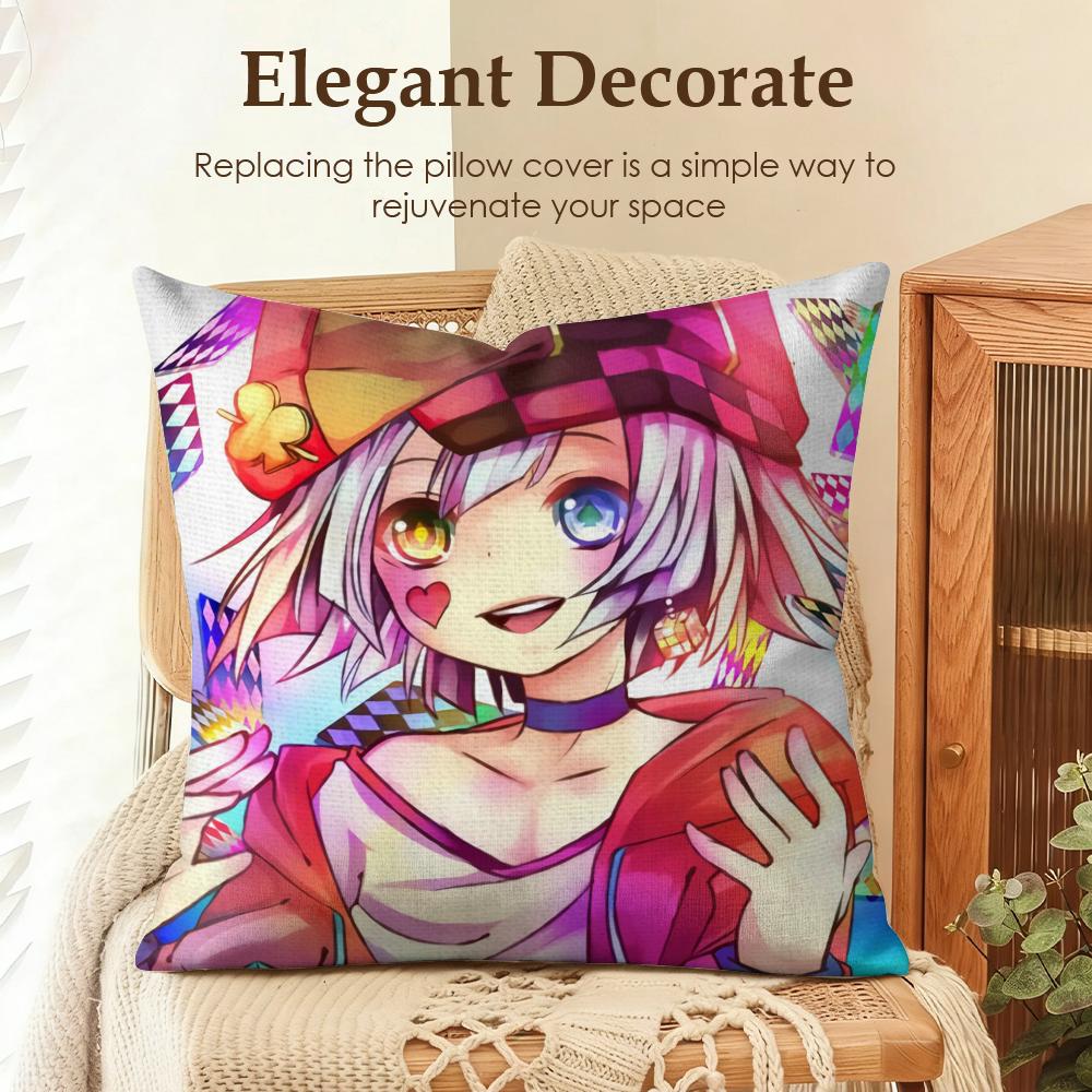 

No Game No Life Anime Cushion Cover Natural Linen Organic Fabric DoubleSided Printing Sofa Home Decor Gift Pillow Case 30x30cm