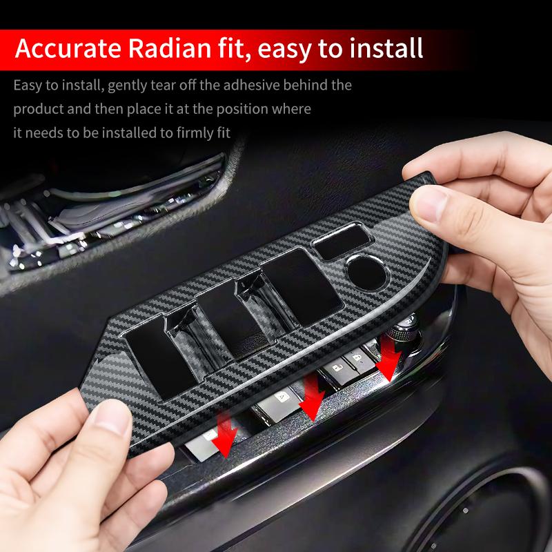 For Toyota Hilux Pickup Truck 2026 2016 Car Window Switch Panel Cover Trim Carbon Fiber Pattern Interior Decoration Accessories