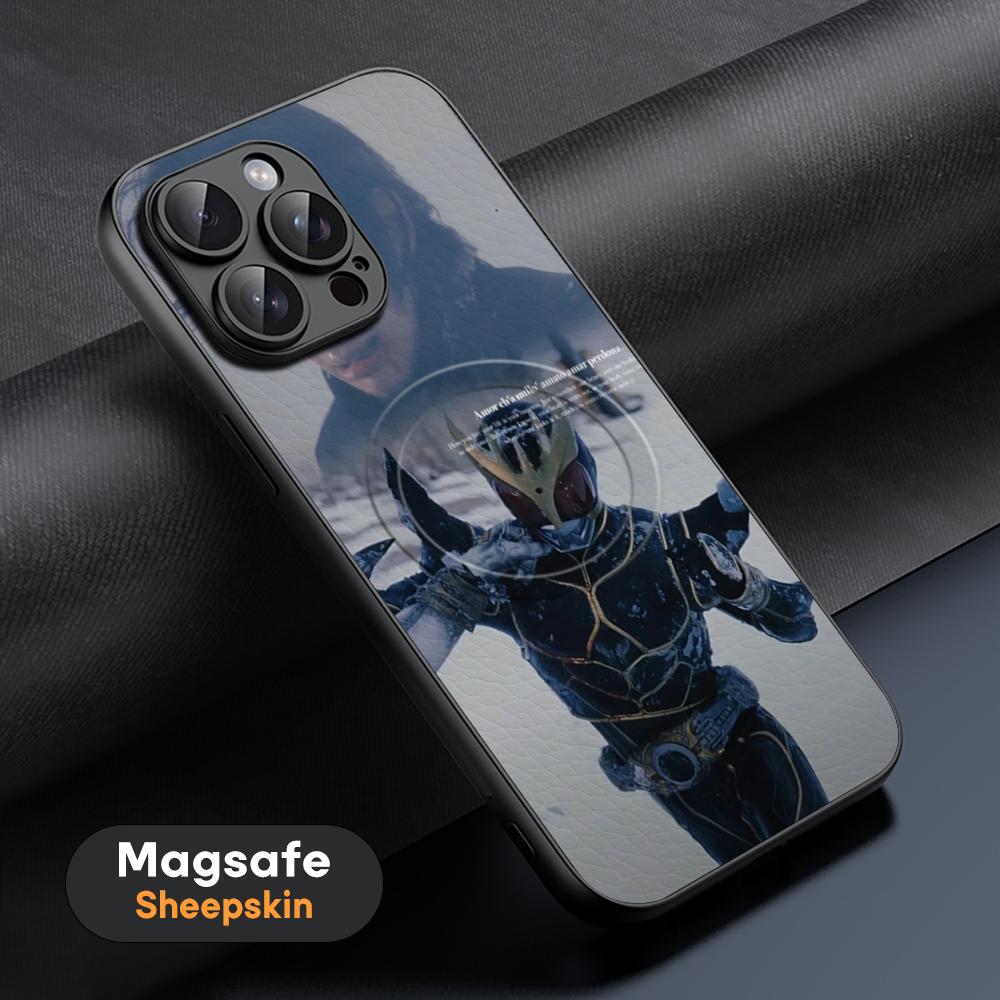 K-Ka-men R-Ri-der Kick KuugA Phone Case For iPhone 17 16 15 14 13 12 11 Plus Pro Max  High-end Luxury Magsafe Sheepskin