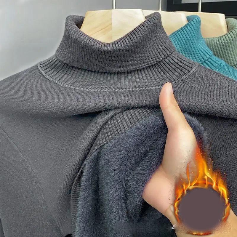 

Зимний свитер мужской плюс бархатный утолщенный с лацканами и вязаный свитер однотонный толстый низ повседневный теплый пуловер L-5XL S