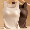 Thermal Tank Top for Women Fleece Lined Sleeveless Underwear Top with Built in Bra High Stretch Camisole Undershirt Soft Warm Base Layer