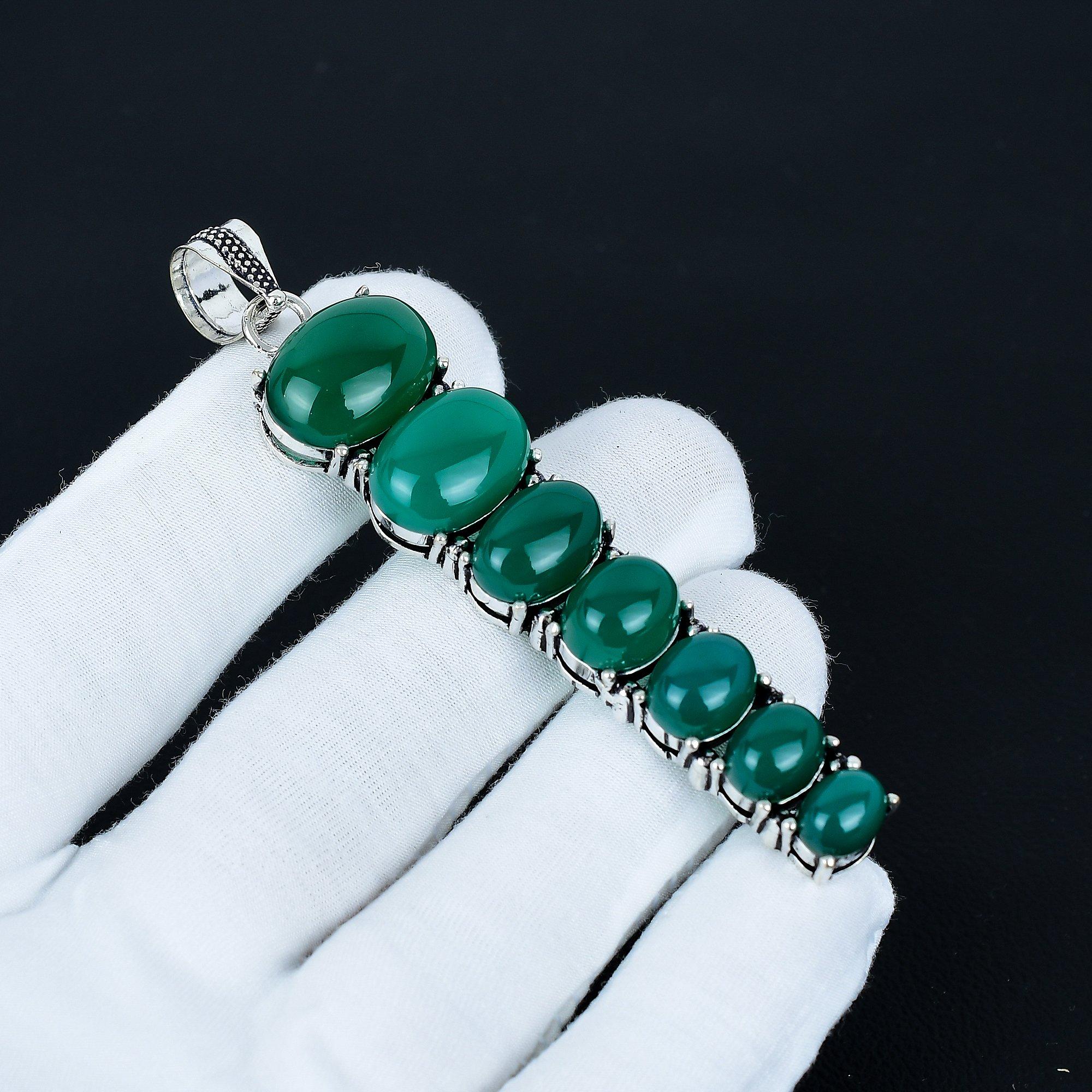 

Кулон из зеленого оникса, Кулон из стерлингового серебра 925 пробы, Кулон ручной работы, Антикварный кулон, Кулон с драгоценным камнем зеленый оникс, Подарок на День святого Валентина 3.14 зелёный