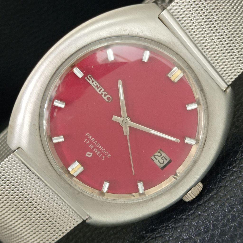 

SEIKO С РУЧНЫМ ЗАВОДОМ ВИНТАЖНЫЕ ЯПОНИЯ 66A МУЖСКИЕ ЧАСЫ С КРАСНЫМ ЦИФЕРБЛАТОМ a706441-1