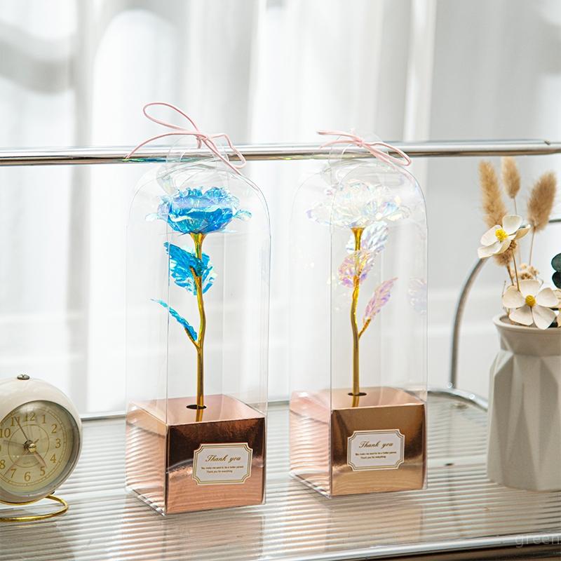 Golden Foil Rose Exquisite PVC Box Set Eternal Rose Flower Valentine's Day Surprise Gift Mother's Day Women's Day Gifts