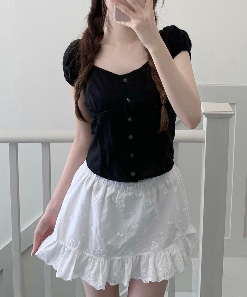 WHISFAIRY Mini Lace Blouse (Black)