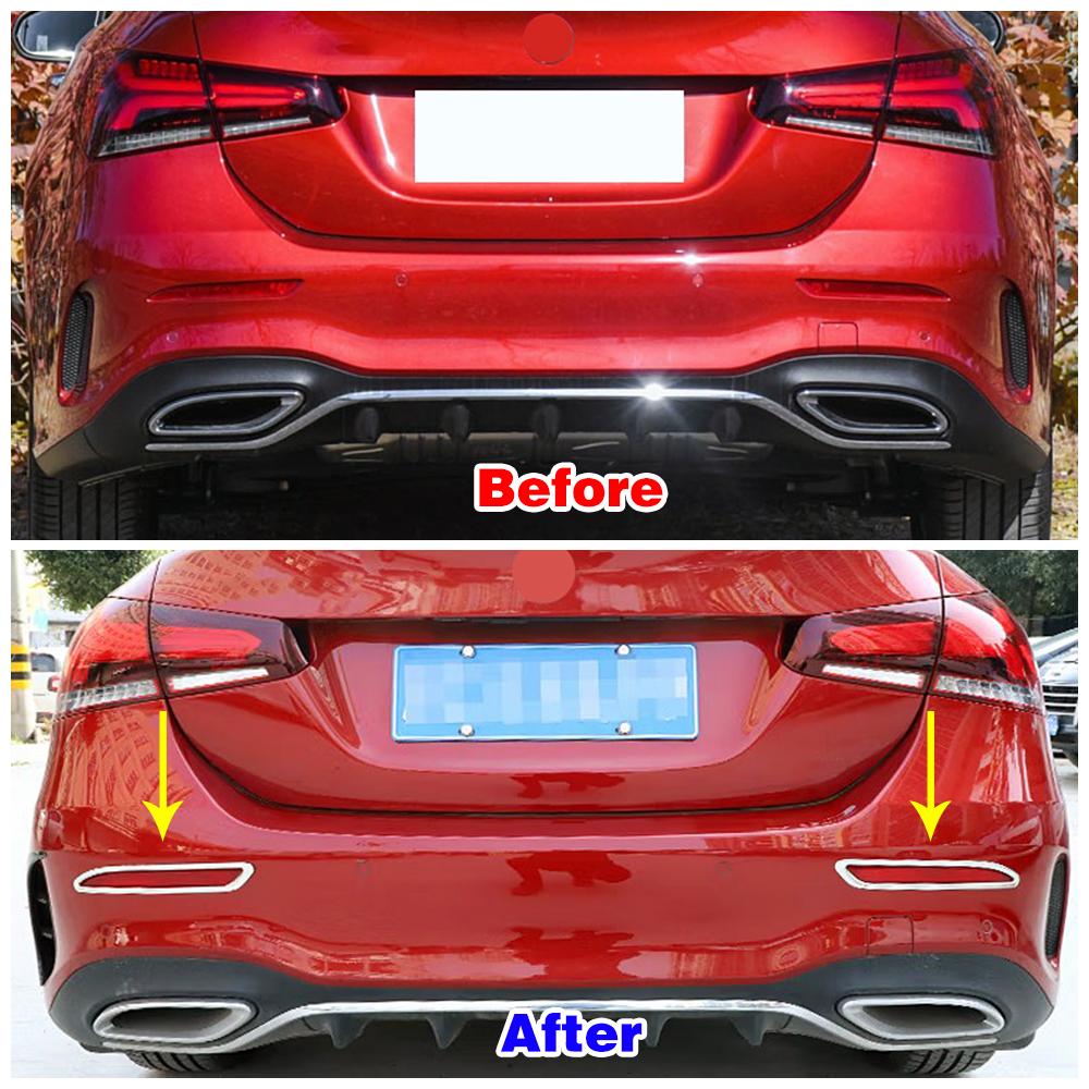 For Mercedes Benz A Class W177 V177 A180 A200 A250 Car Rear Bumper Light Foglight Lamp Frame Decorate Cover Trim Refit Sticker