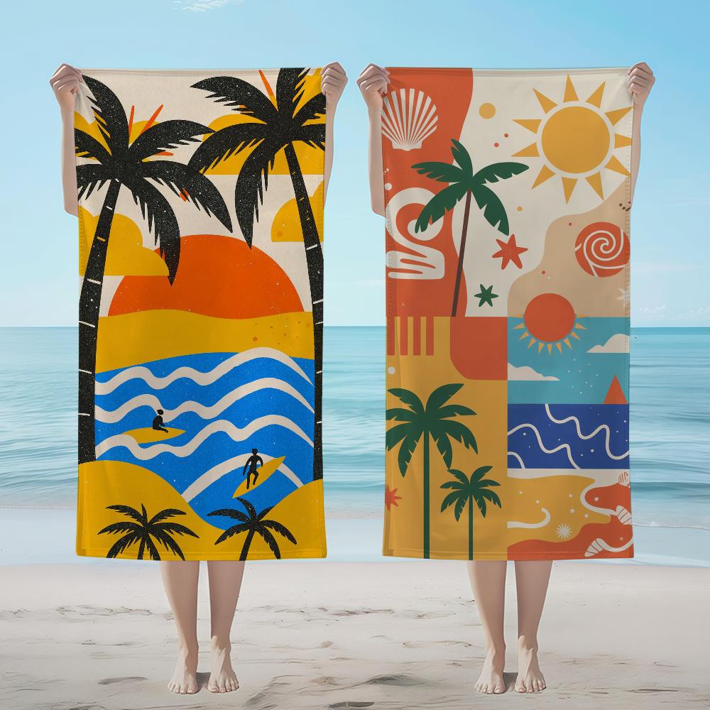 Towel Scenery Textile Bathrobe Beach Quick-Drying Lightweight Portable Camping Beach Swim Pool Travel