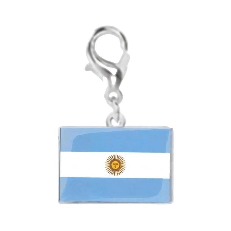 Braccialetto con Charm Bandiera in Acciaio Inossidabile con Moschettone, Gioiello Ciondolo Paese per Regalo di Viaggio Accessorio Stile