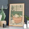 Japanese Frog In A Bathtub Print Poster Vintage Cute Fun Animal Canvas Painting Bathroom Home Decor Poster Gifts-unframed