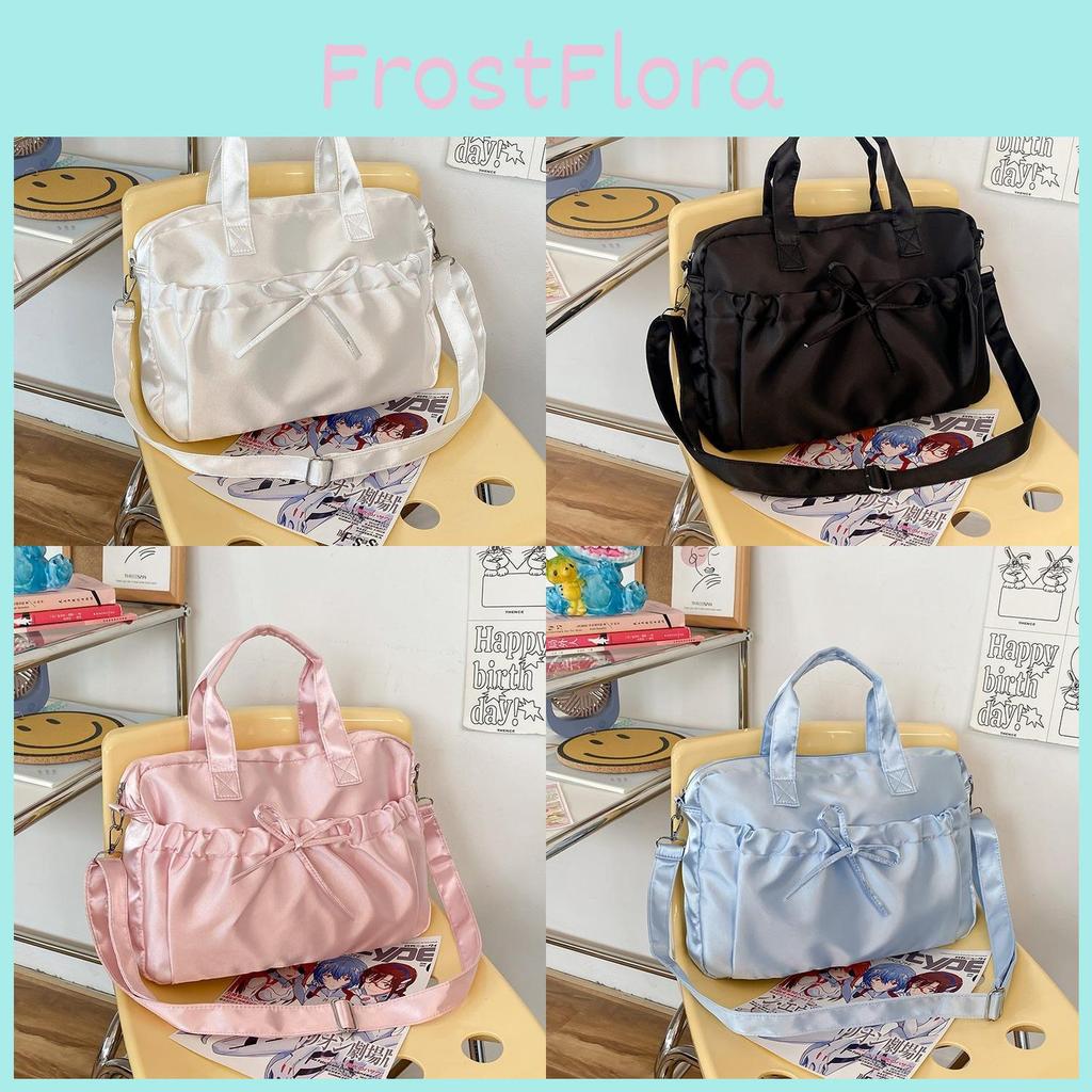 Stylish Urban Crossbody Bag For Women Casual Canvas Nylon Handbag With Bow Detail