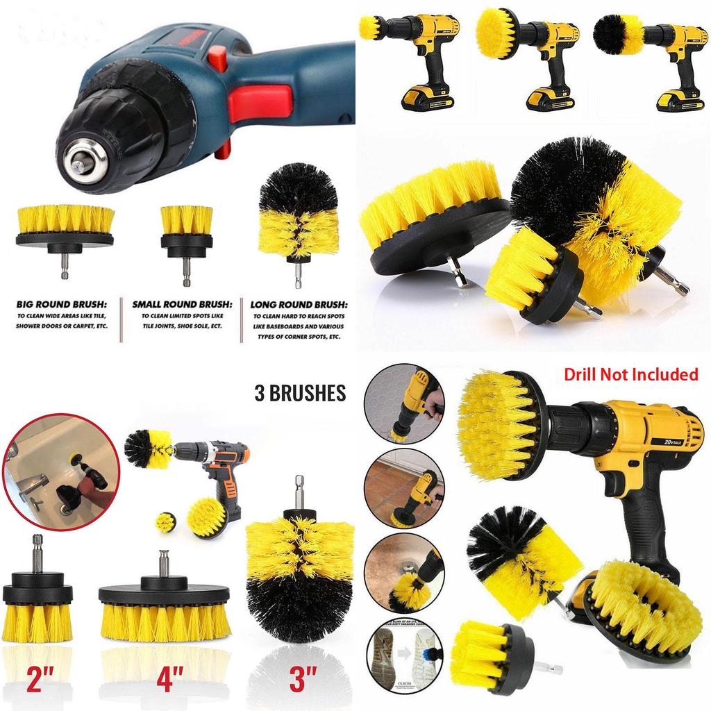 Premium 360 Grad Turbo Power Scrub Badezimmer Bodenfliesen Reinigungsbürsten-Set für Bohrer-Set