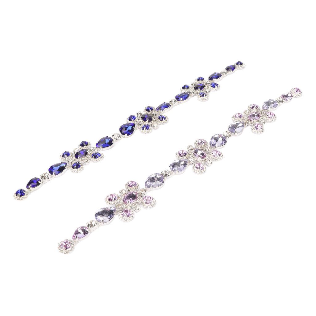 2 szt. Ozdobna Taśma z Dżetami Kryształowe Szkło Wzór Kwiatowy z Diamentami Błyszczący Łańcuszek z Dżetami na Wesela Festiwale