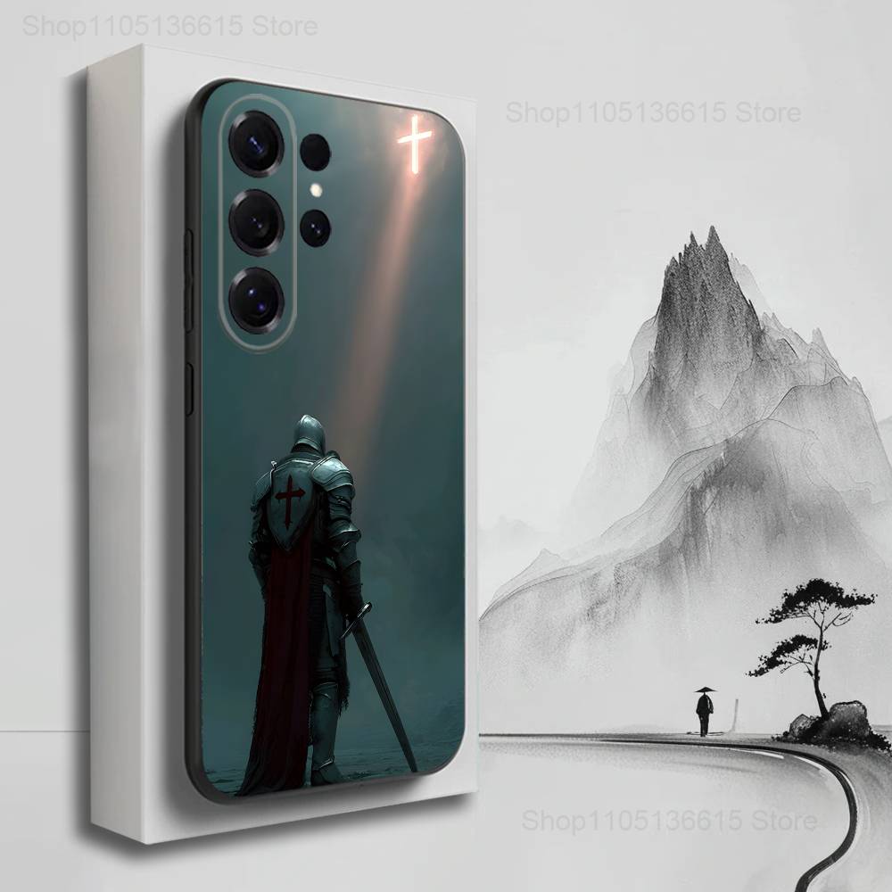 Crusaders Templar Knight Case For Samsung S10,Plus,S9,Ultra,S24,S21,S20,S23,FE,S22,S25,Lite,Soft Silicone Black
