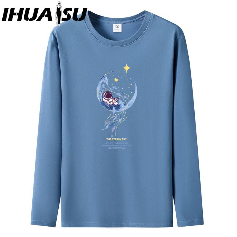 IHUASU Frühlings- und Herbst-Herren Langarm-T-Shirt Herren O-Ausschnitt Unterhemd