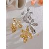 Yhpup Edelstahl Große Blume Pflanzen Ohrstecker Metall Wasserdicht 18K PVD Beschichtet Trendiger Statement Schmuck Damen Gala Geschenk