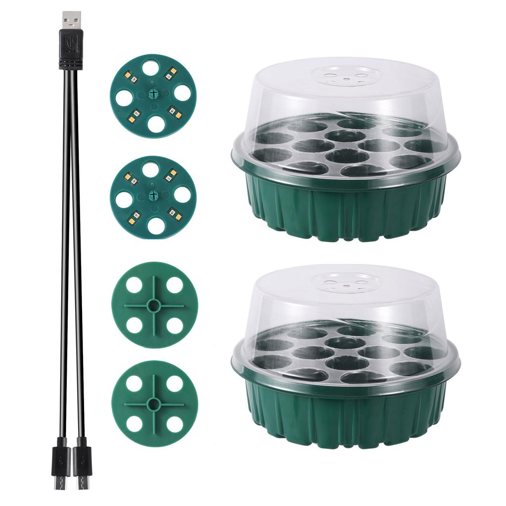 Tall Full Spectrum LED Grow Lights Seedling Tray Seed Starter Germination Box Greenhouse Indoor Garden Growing Pot 6/12/13 Cells