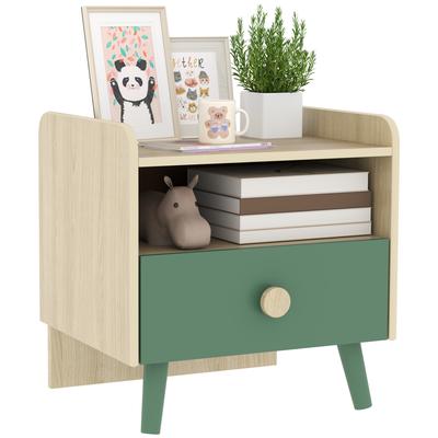 Kids Bedside Table Children's Nightstand with Drawer and Niche, Small Wooden Side Table for Children's Bedroom