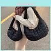 Stylish Urban Chic Winter Cotton Shoulder Tote Bag For Women With Grid Pattern