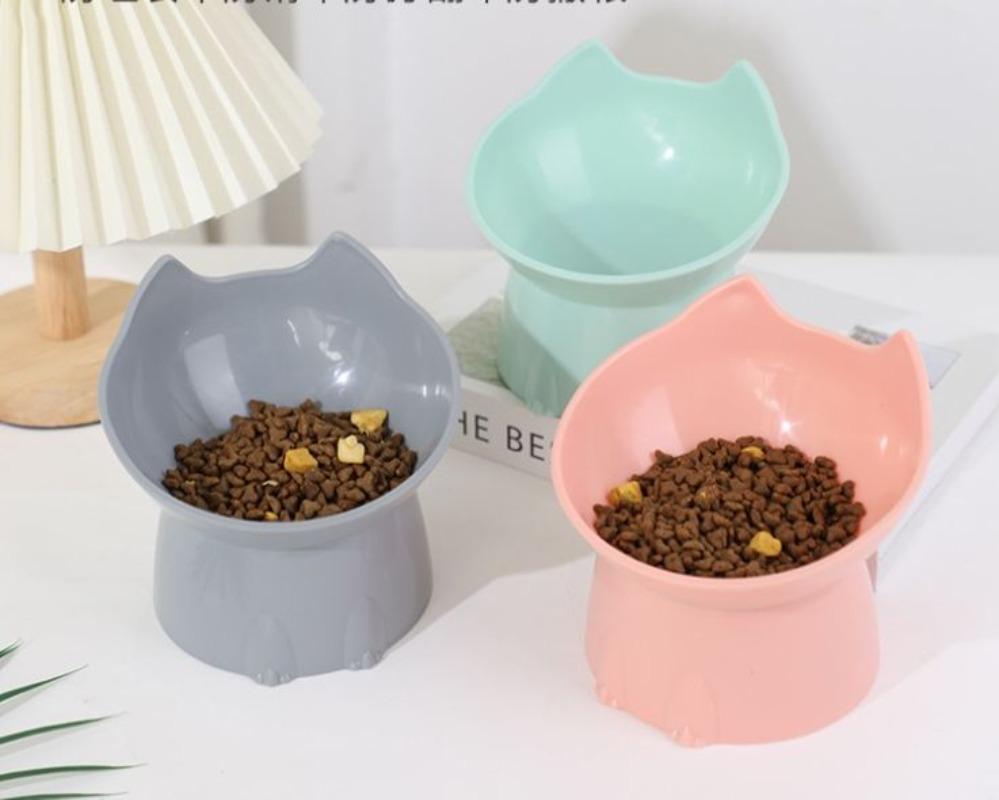Katzenfutternapf mit langen Ohren und hohen Füßen Napf mit Katzen- und Hundehalsband-Schutz und Anti-Kipp-Kunststoff Erhöhter Haustiernapf