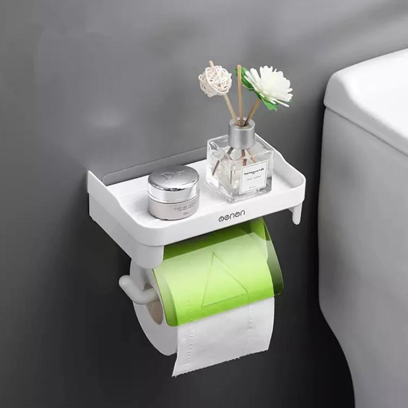 Tissue Organizer Wall-mounted Waterproof Multifunction Without Drill Top Sundries Storage Bathroom Accessories Toilet Shelf