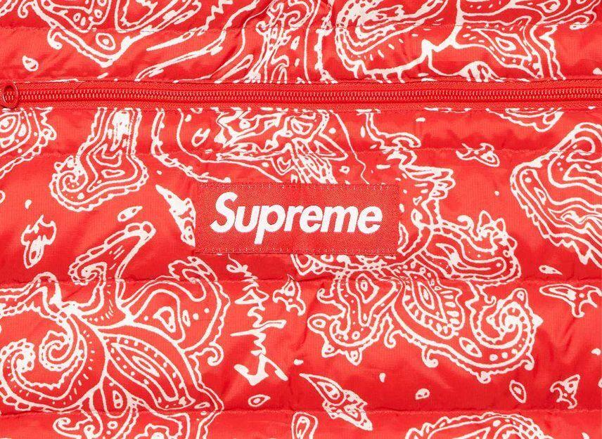 Supreme Micro Down Half Zip Hooded Pullover Red Paisley