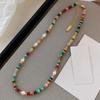 Colorful Mixed-Color Beaded Necklace: Natural Stone, Freshwater Pearl, Rice Grain Choker for Women