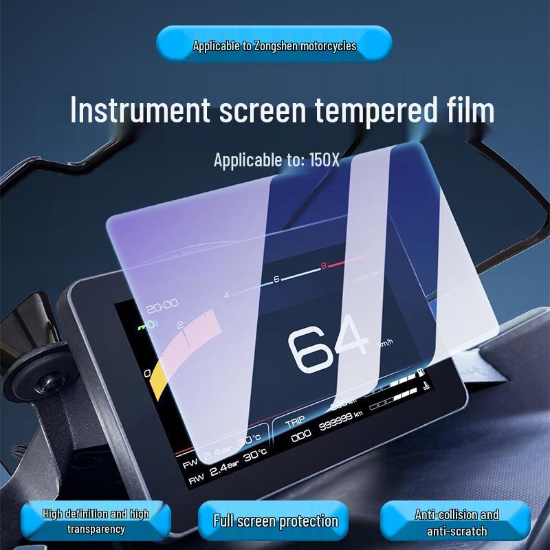 Upgraded Tempered HD Film for Zongshen 150X Motorcycle Screen - Anti-Scratch Protection