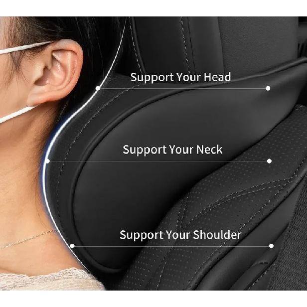 Car SUV Sedan Leather Seat Soft and Comfortable Headrest Pillow for Travel Car Headrest Memory Foam Driving Neck Pillow