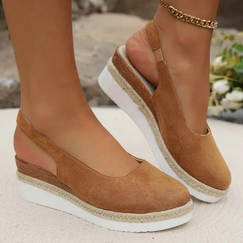 Sandalias De Muje Summer Women Plain Wedge Sandals Bohemian Handmade Ladies Casual Comfortable Espadrilles Platform Pumps Shoes