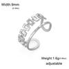 Teamer Fashion Geometric Crown Ring for Women Girls Stainless Steel Double Layer Open Ring Elegant Daily Office Party Jewlery