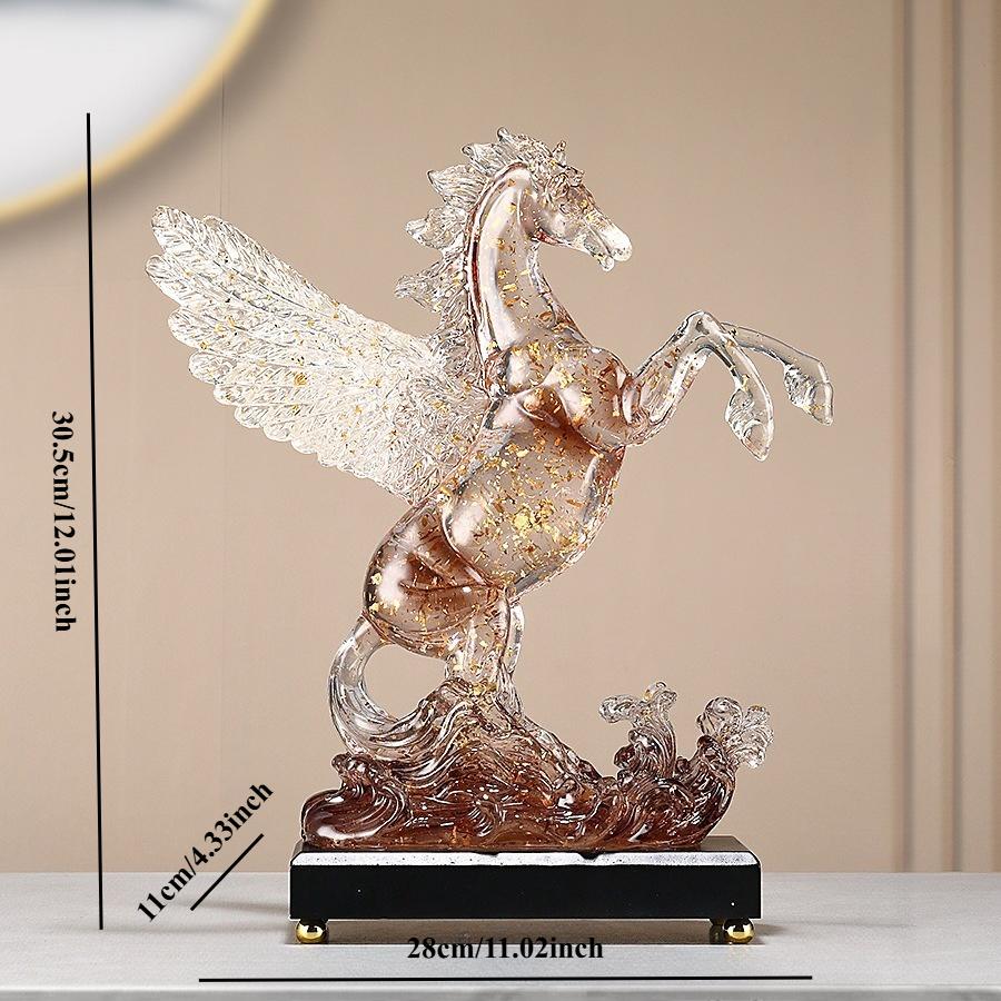 

Colored Crystal Flying Horse, Resin Crafts, Transparent Horse Statue, Simulated Animal Sculpture, Home Decoration Accessories