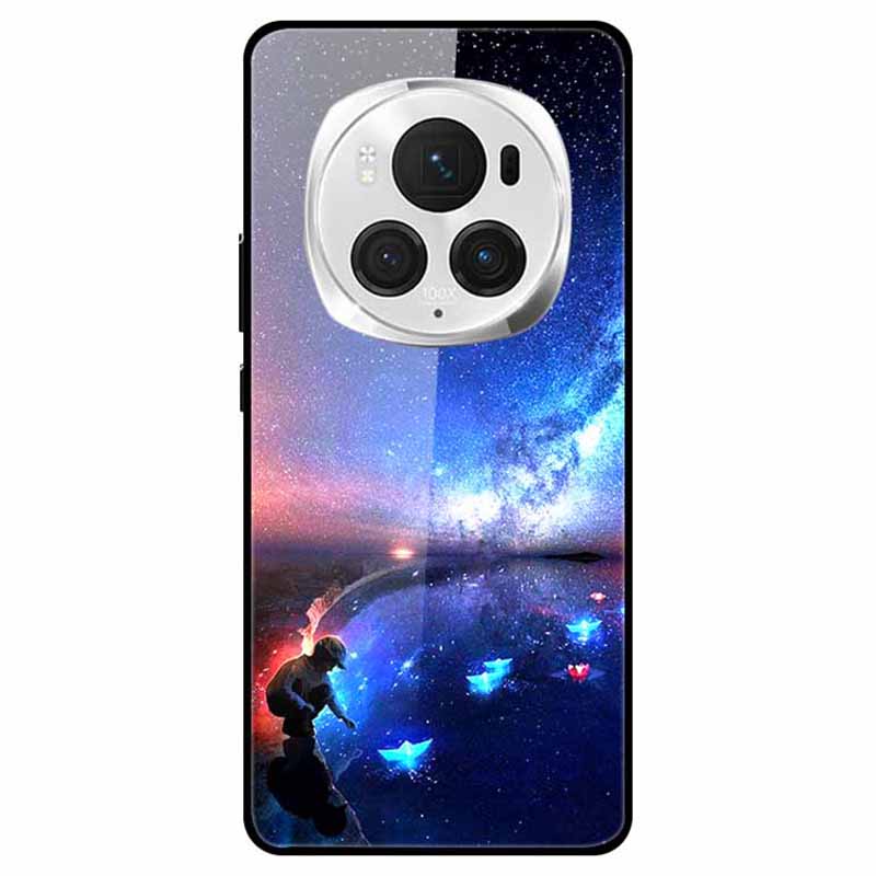 For Honor Magic6 Pro 5G Slim Case Pattern Printing PC+Tempered Glass+TPU Phone Shell