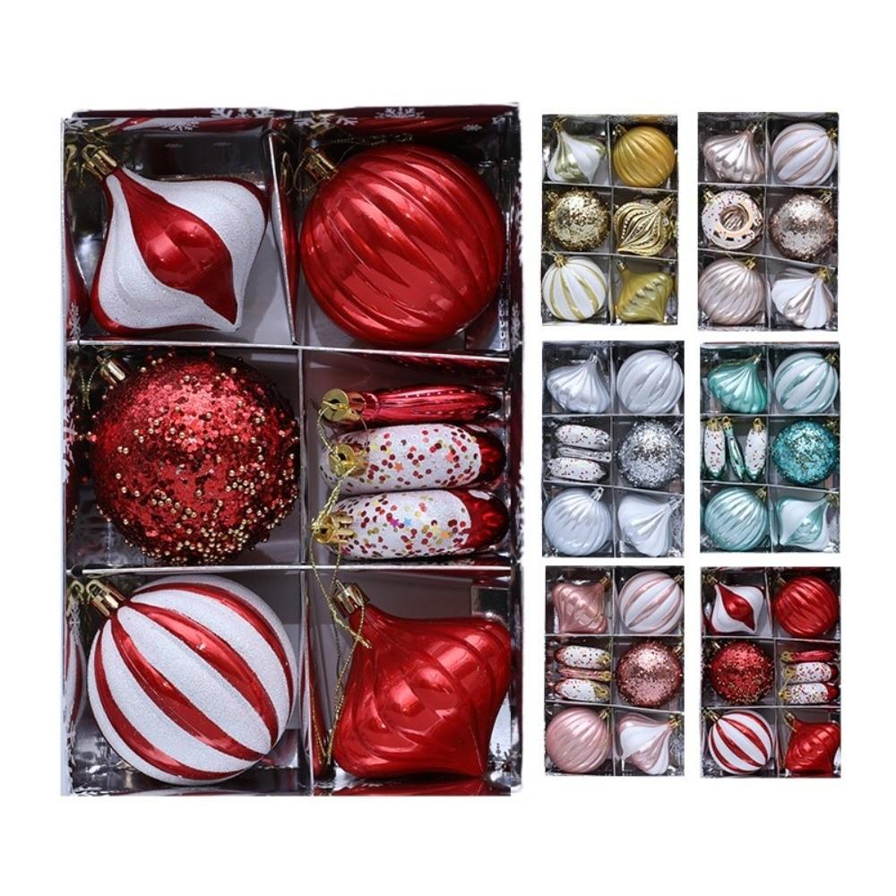 8PCS/Box 8CM Christmas Hanging Balls Shatterproof Plastic Christmas Ball Set Electroplated Painted Christmas Hanging Ornament