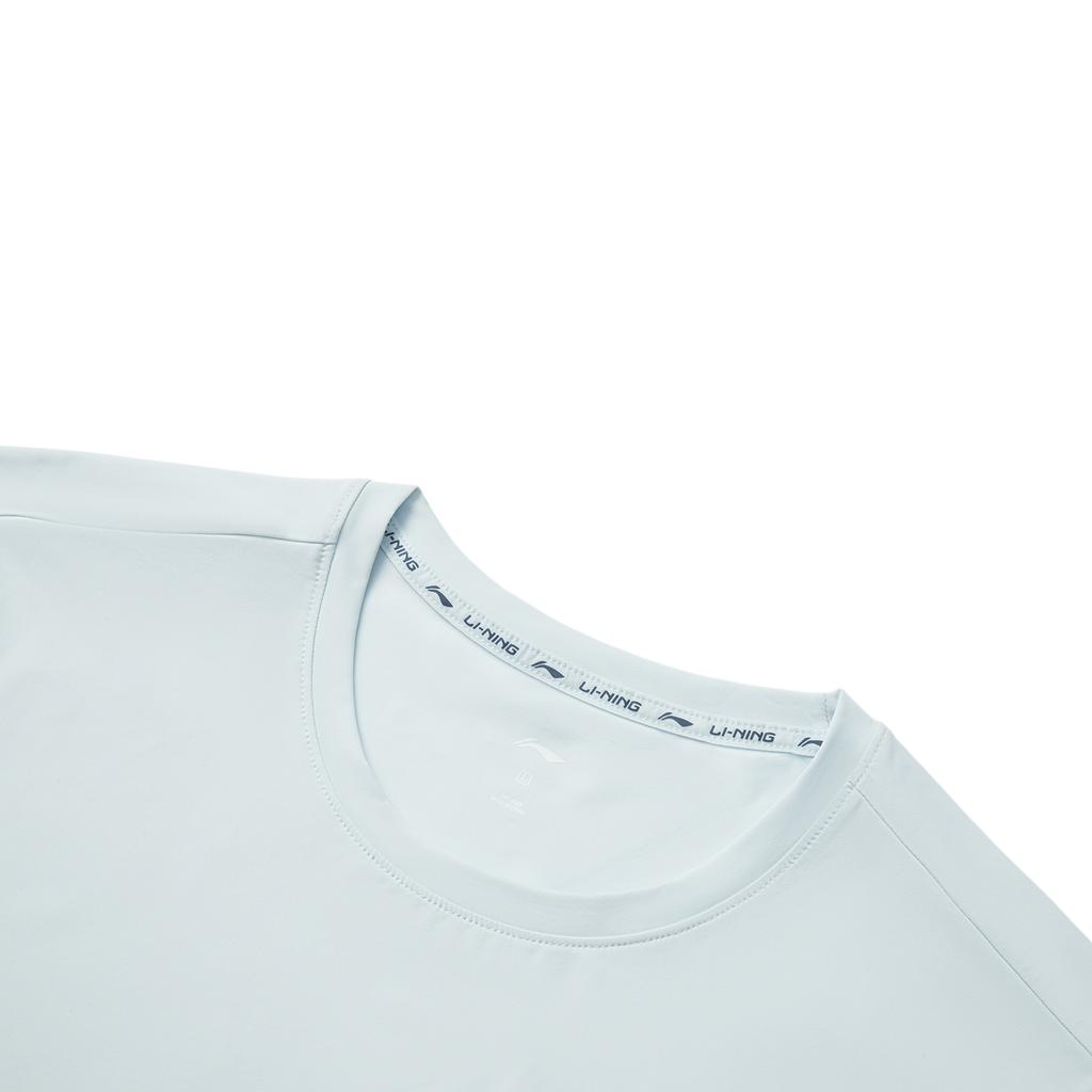 Li-Ning Fitness Series Simple Solid Color Round Neck Pullover Short Sleeve T-Shirt Men Tops Folk-Blue ATSV361-3