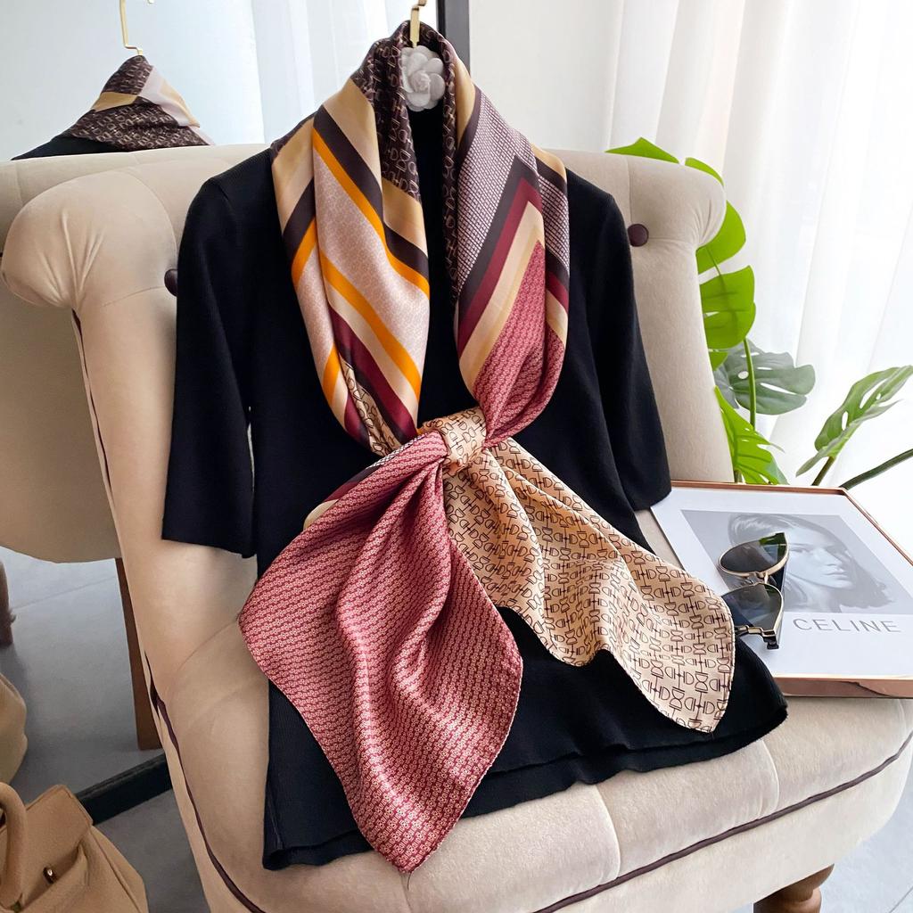 High-quality Luxurious Silk Scarves Headband Scarfs Neck Scarf For Women Chain Silk Scarf Women's Decorative Shawl