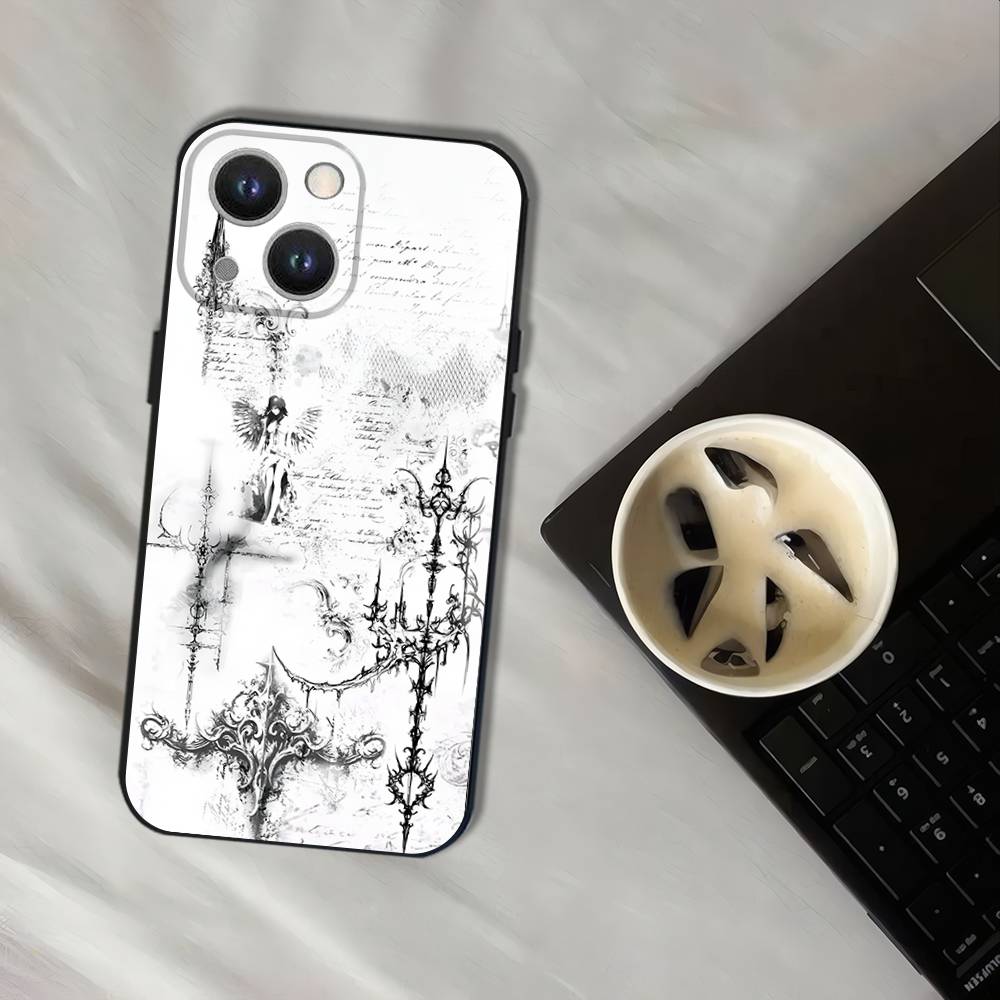 

Готична кокетка кіберсигілізм Чохол для телефону для iPhone 16,15,14,13,12,11,Pro,XS,Max,XR,Plus,E,SE4,Mini Чорний м який чохол iPhone12PROMAX