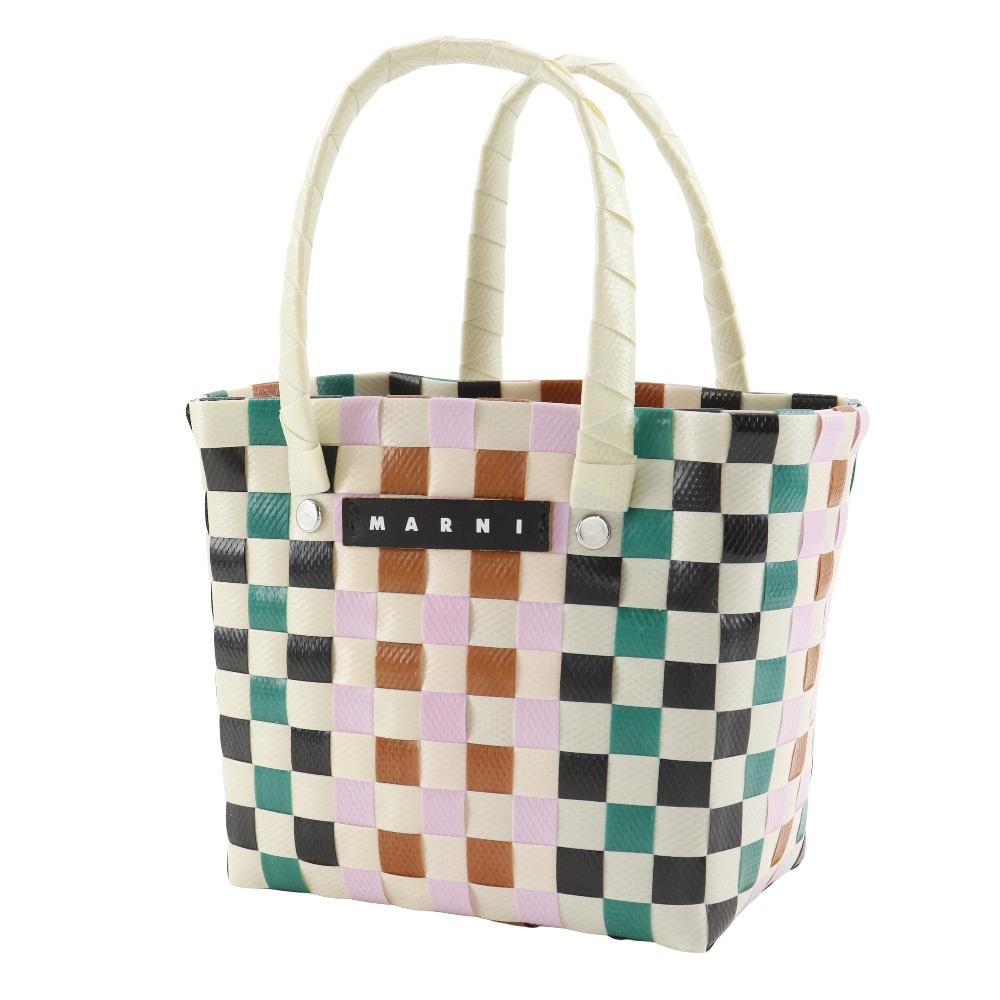 MARNI Woven Micro Basket Handbag White / multicolor polypropylene Women Used