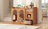 Cat House and Litter Box Cabinet with Feeding Bowls, Cat Rest Area, Storage Area (Litter Box and Cat Cushion Not Included), Walnut Color, 120x45x83 Cm