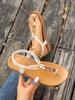 Fashion Flat Sandals Female National Style 2 Spring New Internet Celebrity Fashion Toe Beads Roman Beach Shoes