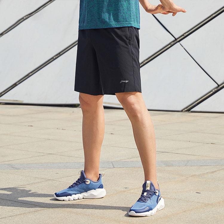 Li Ning Training Series Logo Print Breathable Casual Running Shorts Men Shorts Black AKSR111-1
