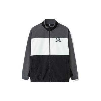Lifestyle Series Solid Color Contrast Zipper Stand Collar Long Sleeve Jacket Men Jacket Castle-Gray 952138621-1